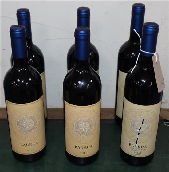 Six bottles of Agricola Punica Barrua Isola dei Nuraghi - Sardinia, 2008 (2), 2013 (4)